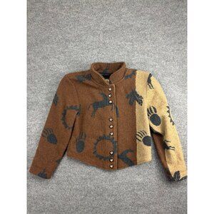 County Clothing Cheyenne Collection Jacket Women's L Brown Native Button Crop